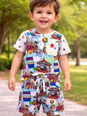 BAMBOO Kids Carnival Print Matching Set - Multicolor 230 GSM